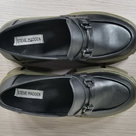 Steve Madden Trifecta Platform Loafer, Black Leather, Womens Size 8.5 M - Picture 10 of 13